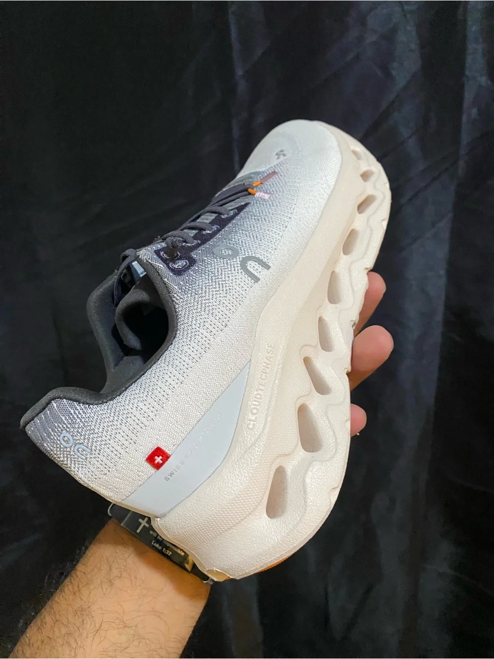 On Kids Cloudnova Lace-Up Sneakers in White with Orange Accent
